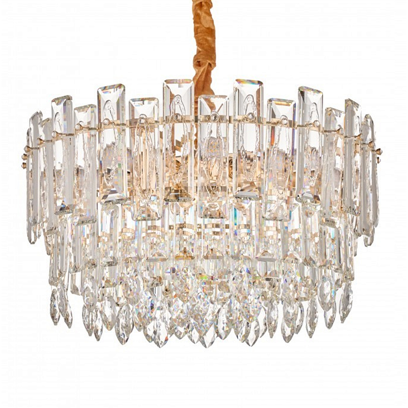 Круглая люстра с хрустальными подвесками на золотистом каркасе Gorgeous Crystal Light Золотой Прозрачный Круглая люстра с хрустальными подвесками на золотистом каркасе Gorgeous Crystal Light Золотой Прозрачный в Саратове | Loft Concept