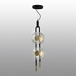 Подвесной светильник с черным основанием и золотистым декором Bruno Duo варинант исполнения - 4 | Loft Concept в Саратове