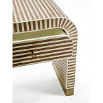Тумбочка прикроватная с ящиком Tofino Stripes Bone Inlay Bedside Beige варинант исполнения - 3 | Loft Concept в Саратове