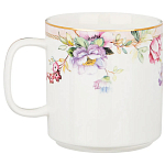 Кружка из фарфора белая с цветочным принтом 400 мл Flower Porcelain Collection варинант исполнения - 1 | Loft Concept в Саратове