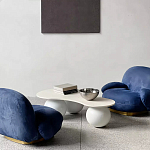 Дизайнерский журнальный стол с изогнутой столешницей на круглых ножках Rigilyr варинант исполнения - 3 | Loft Concept в Саратове