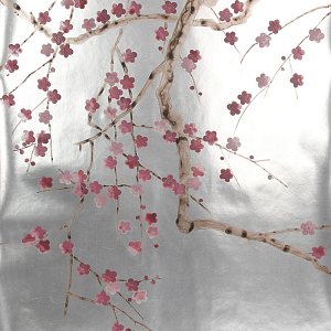 Обои ручная роспись Plum Blossom Blossom on Tarnished Silver gilded paper