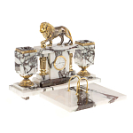 Настольный письменный набор из мрамора с декором в виде льва в подарочной упаковке Marble Accessory варинант исполнения - 2 | Loft Concept в Саратове