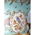 Ваза из голубого фарфора с рисунком птиц и цветов и декоративными элементами Blue Garden варинант исполнения - 9 | Loft Concept в Саратове