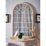 Зеркало-окно настенное в венецианском стиле с деревянной рамой бежевого цвета Venetian Smooth варинант исполнения - 5 | Loft Concept в Саратове