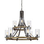 Люстра с цилиндрическим плафонами из толстого волнистого стекла в индустриальном стиле Feiss варинант исполнения - 1 | Loft Concept в Саратове