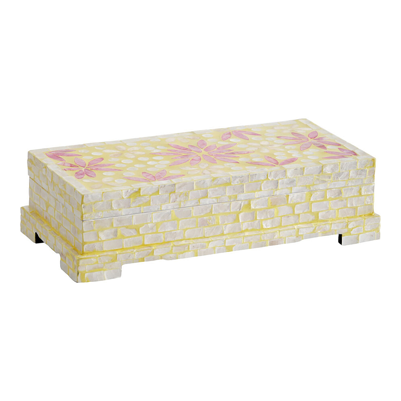 Шкатулка Oceane Bone Inlay Yellow Желтый Розовый Шкатулка Oceane Bone Inlay Yellow Желтый Розовый в Саратове | Loft Concept
