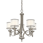 Люстра с белыми тканевыми абажурами в прозрачных стеклянных цилиндрах Kichler варинант исполнения - 6 | Loft Concept в Саратове