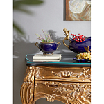 Чаша темно-синяя фарфоровая с бронзовыми ручками и ажурным ободком Eden Garden варинант исполнения - 4 | Loft Concept в Саратове