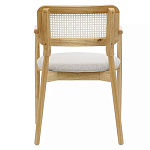 Стул обеденный с мягким сиденьем и спинкой из плетеного ротанга Wood and Textile Chair варинант исполнения - 4 | Loft Concept в Саратове