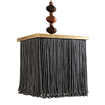 Люстра квадратная с бахромой и подвесом из деревянных бусин Psyche варинант исполнения - 2 | Loft Concept в Саратове