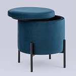 Синий пуф на черных ножках SANJAY варинант исполнения - 2 | Loft Concept в Саратове