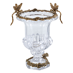 Ваза из прозрачного стекла на бронзовой подставке с ободком и ручками в виде стрекоз Eden Garden варинант исполнения - 1 | Loft Concept в Саратове