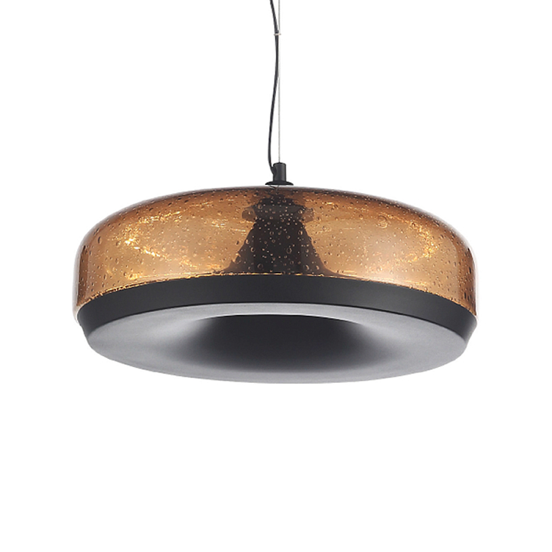 Подвесной светильник с стеклянным плафоном LED 42W 3000K Glass Textured Lampshade Черный Коричневый в Саратове | Loft Concept 