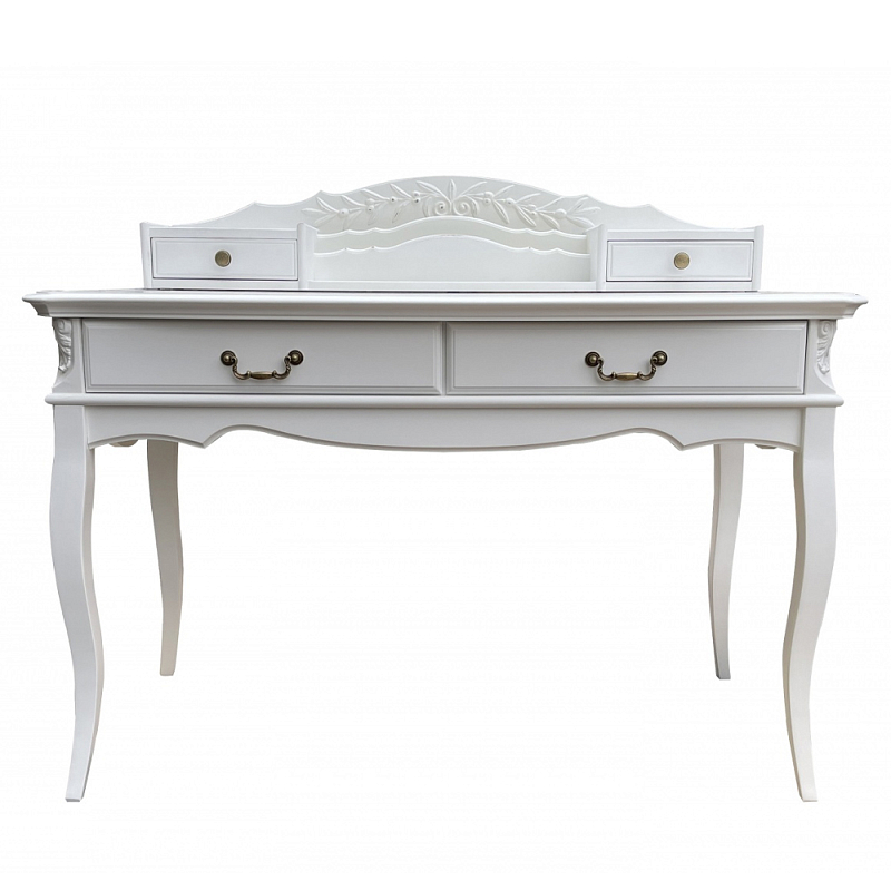 Стол-бюро белого цвета из массива бука с 4-мя ящиками White Provence Белый Стол-бюро белого цвета из массива бука с 4-мя ящиками White Provence Белый в Саратове | Loft Concept