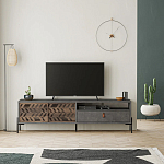 ТВ-тумба с раздвижными дверцами Mallin Metal TV Stand варинант исполнения - 4 | Loft Concept в Саратове