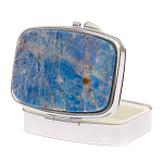 Таблетница карманная прямоугольная на 2 отделения с зеркалом и накладкой из натурального камня Лазурит Silver Stone Pillboxes варинант исполнения - 2 | Loft Concept в Саратове
