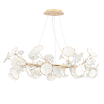 Люстра круглая с белыми лепестками из керамики и прозрачными хрустальными цветками Диаметр 82 см Wintery flovers варинант исполнения - 2 | Loft Concept в Саратове