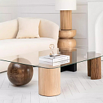 Дизайнерский журнальный стол с прозрачной столешницей и ножками в форме геометрических фигур Pytusin варинант исполнения - 2 | Loft Concept в Саратове