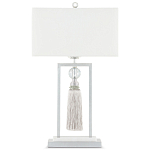 Настольная лампа с прямоугольным тканевым абажуром на белом мраморном основании Silver Threads варинант исполнения - 3 | Loft Concept в Саратове