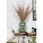 Ваза зеленого цвета из фарфора с бронзовыми ручками в виде драконов и рельефным цветочным декором Eden Garden porcelain and bronze варинант исполнения - 7 | Loft Concept в Саратове