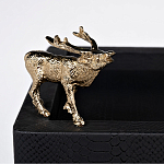 Стол сервировочный кожаный с декором в виде золотистой фигуркой лося Embodiment of Style варинант исполнения - 2 | Loft Concept в Саратове