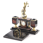 Настольный письменный набор из яшмы с часами в подарочной упаковке Manager Organizer варинант исполнения - 2 | Loft Concept в Саратове