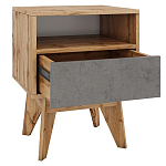 Тумба прикроватная с ящиком и фасадом цвета серый бетон Grace of Furniture варинант исполнения - 2 | Loft Concept в Саратове