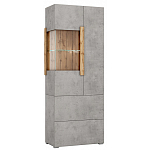 Шкаф-витрина двухдверная с фасадом цвета серый бетон Grace of Furniture варинант исполнения - 2 | Loft Concept в Саратове