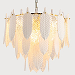 Люстра с декором из рельефного стекла в виде перьев Abelia Feather Chandelier 10 варинант исполнения - 3 | Loft Concept в Саратове