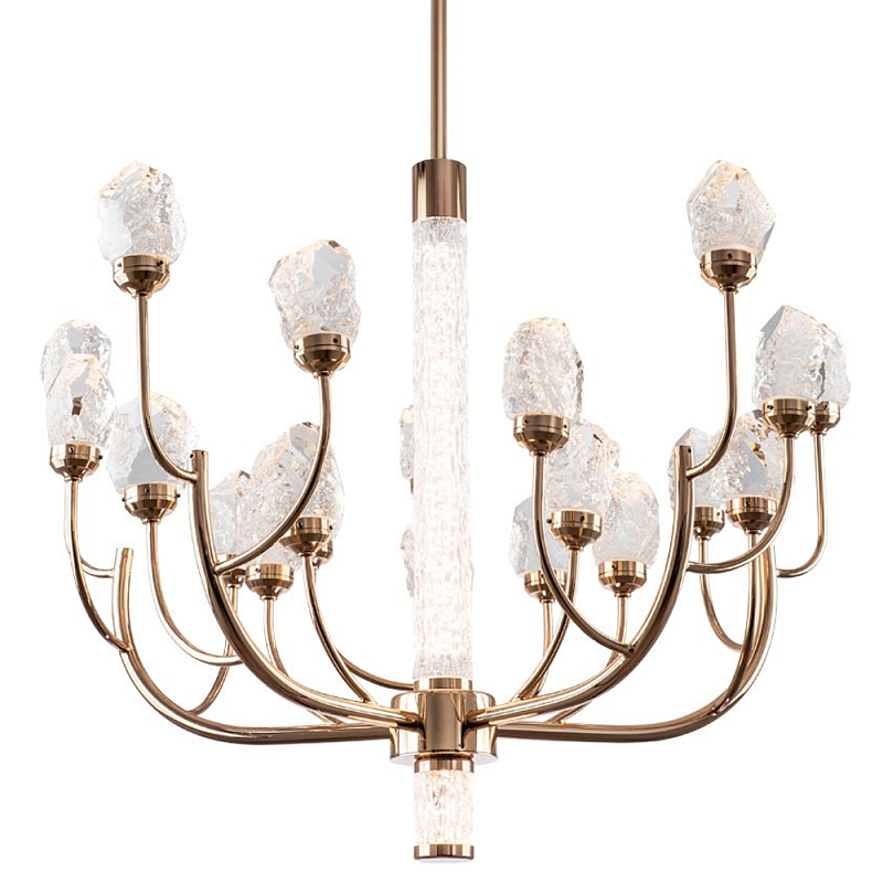 Люстра с декором в виде кристаллов из хрусталя Kenneth Crystal Stone Chandelier 20 Золотой Шампань Прозрачное Стекло Люстра с декором в виде кристаллов из хрусталя Kenneth Crystal Stone Chandelier 20 Золотой Шампань Прозрачное Стекло в Саратове | Loft Concept
