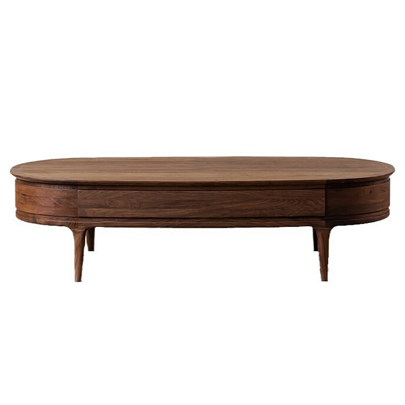 Кофейный стол овальный из дерева с 2-мя ящиками Coffee Walnut Table Орех Кофейный стол овальный из дерева с 2-мя ящиками Coffee Walnut Table Орех в Саратове | Loft Concept