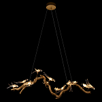 Люстра подвесная линейная с прозрачными стеклянными птичками на ветвях Serip Voa варинант исполнения - 3 | Loft Concept в Саратове