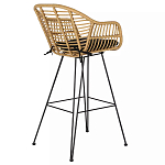 Стул барный с ротанговым плетением Half Bar Chair with Wicker с подлокотниками варинант исполнения - 4 | Loft Concept в Саратове