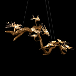 Люстра подвесная линейная с прозрачными стеклянными птичками на ветвях Serip Voa варинант исполнения - 9 | Loft Concept в Саратове