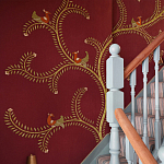 Обои с вышивкой ручной работы Fyodor Original colourway on Merlot linen варинант исполнения - 2 | Loft Concept в Саратове