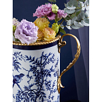 Ваза с бронзовыми ручками и синим цветочным узором Blue & White Ornament варинант исполнения - 6 | Loft Concept в Саратове