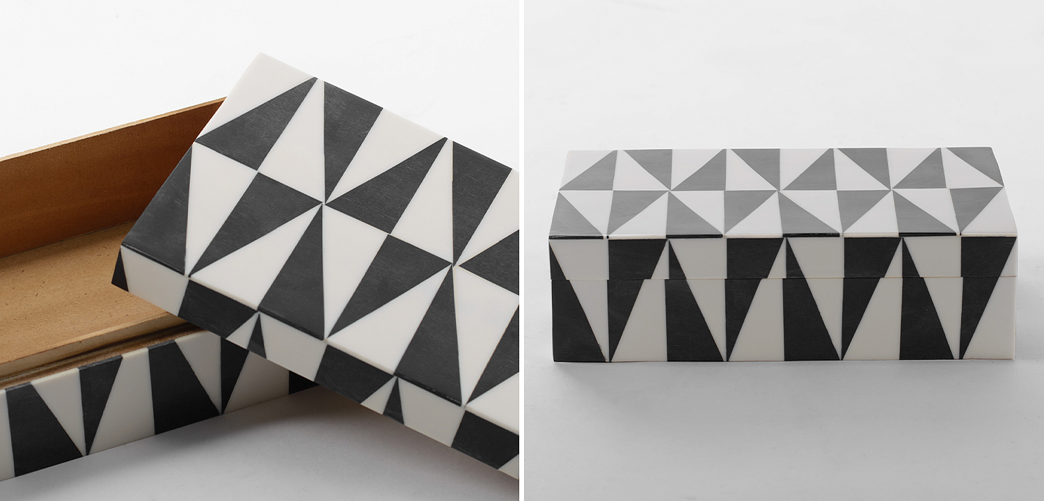 Шкатулка Black White Triangles Bone Inlay Шкатулка Black White Triangles Bone Inlay - Loft-Concept в Саратове
