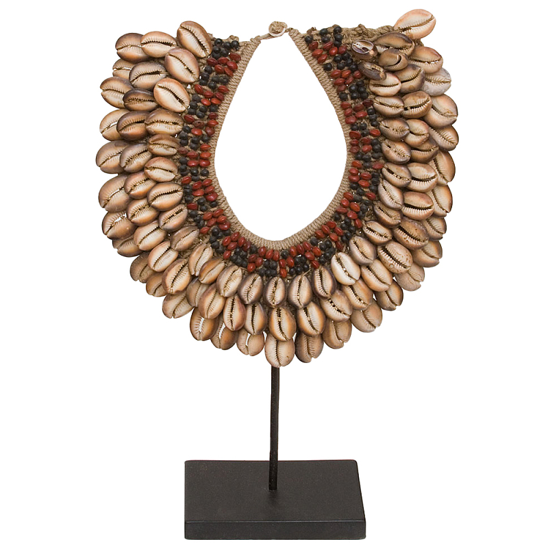 Этническое ожерелье из ракушек на подставке Ethnic Necklace Brown Shells Коричневый Красный Черный в Саратове | Loft Concept 