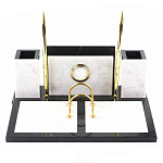 Настольный письменный набор из белого мрамора с часами Marble Accessory варинант исполнения - 1 | Loft Concept в Саратове
