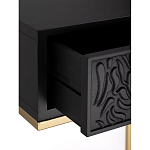 Приставной столик с резным узором на выдвижном ящике Black Table Carved Pattern варинант исполнения - 3 | Loft Concept в Саратове