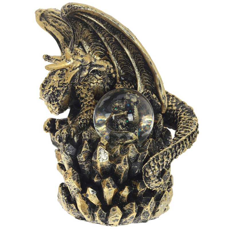 Декоративная статуэтка Дракон со стеклянным шаром Dragon and Glass Ball Gold Black Золотой Черный Прозрачное Стекло Декоративная статуэтка Дракон со стеклянным шаром Dragon and Glass Ball Gold Black Золотой Черный Прозрачное Стекло в Саратове | Loft Concept