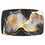 Обеденный стол с прямоугольной черно-золотой столешницей из стекла на 4-х металлических ножках Gold and Black Marble варинант исполнения - 2 | Loft Concept в Саратове