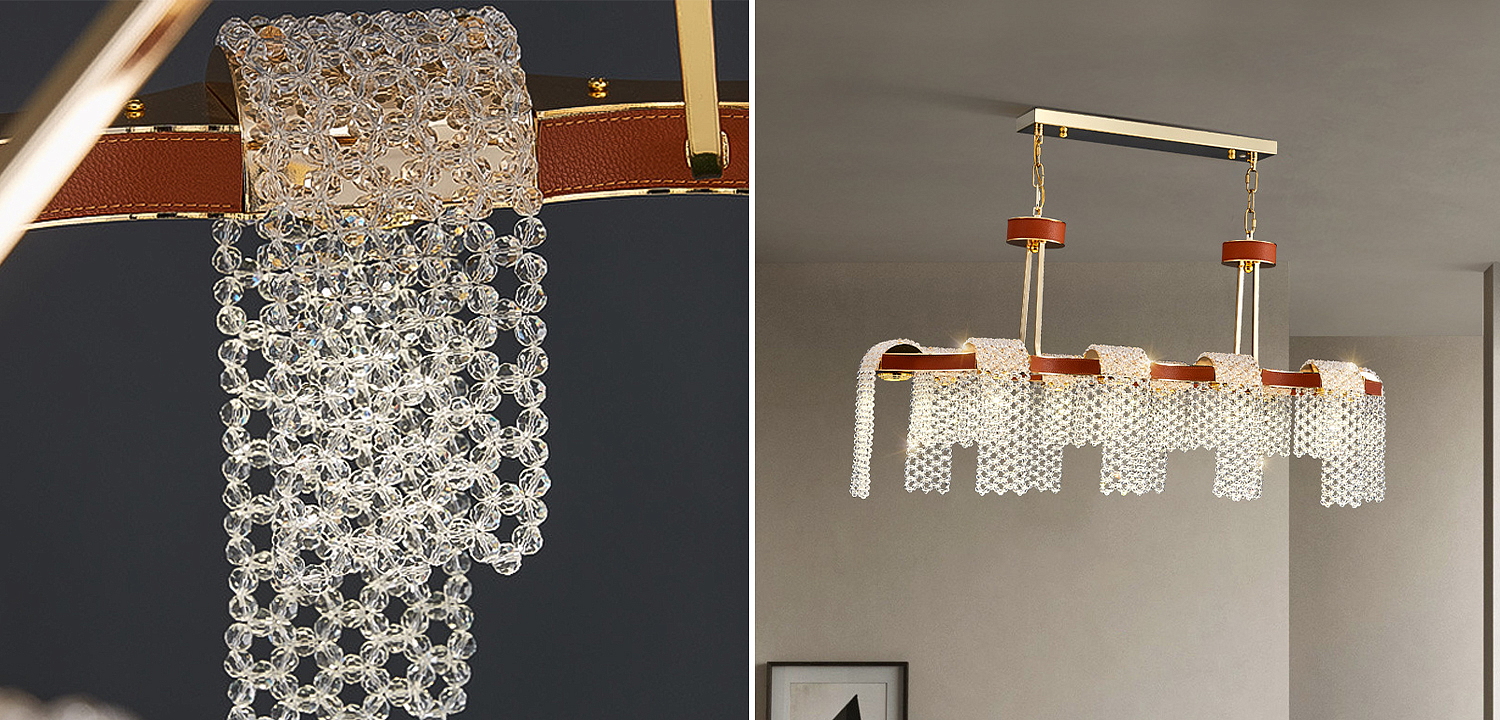 Линейная люстра люстра Leather Glass Chandelier Линейная люстра люстра Leather Glass Chandelier - Loft-Concept в Саратове