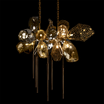 Люстра подвесная с 18-ю стеклянными плафонами с вертикальными подвесками Gilded Mirage  варинант исполнения - 4 | Loft Concept в Саратове
