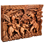 Панно из дерева пять слонов Panel With Animals варинант исполнения - 2 | Loft Concept в Саратове