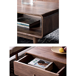 Кофейный стол из дерева с ящиком и нишей для хранения Coffee Walnut Table варинант исполнения - 4 | Loft Concept в Саратове