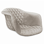 Барный стул со спинкой и мягкой обивкой с ромбами на 4-х деревянных ножках Бежевый Велюр Ava Charm варинант исполнения - 2 | Loft Concept в Саратове