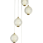 Каскадная люстра с 5-ю плафонами из акрила в виде шара Felice Chandelier Brass варинант исполнения - 2 | Loft Concept в Саратове