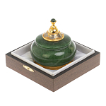 Икорница с крышкой с гравировкой из натурального камня Нефрит Decorative Cavair Dishes варинант исполнения - 3 | Loft Concept в Саратове